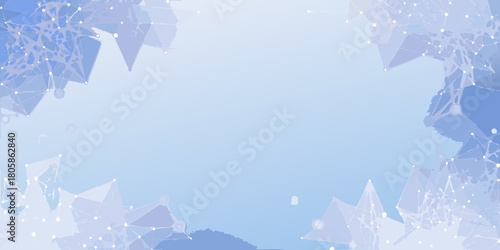 Abstract geometric network of interconnected nodes and lines against a soft blue gradient background