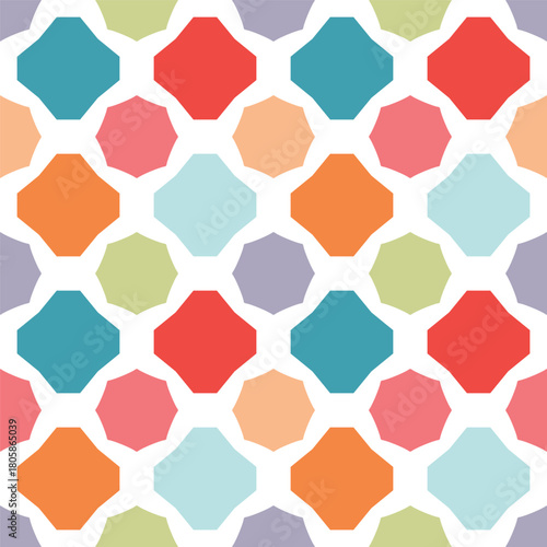 Pastel Geometric Quatrefoil Lattice Pattern