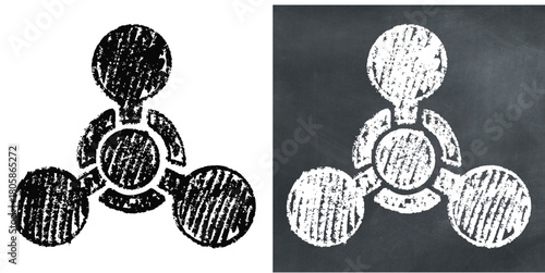 Chalk Handdrawn Chemical Weapon Symbol Vector Ideal for educational, science, warning, or military projects requiring a hand-drawn chalkboard hazard aesthetic.