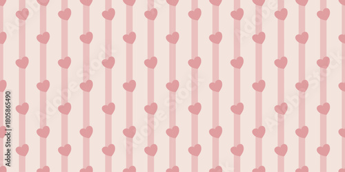 Pink seamless heart pattern on a soft background for cute romantic wallpaper and fabric designs