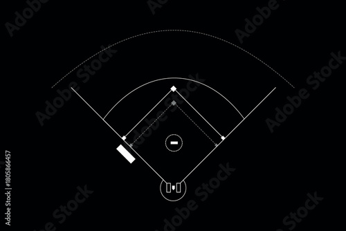 Baseball Field Diamond Outline Clean Graphic Baseball Diamond Outline Clean geometric diamond shape