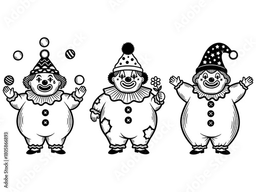 Chubby Vintage Clown with Pom-Pom Hat