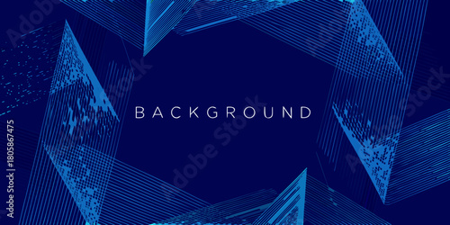 Abstract geometric blue lines forming triangular shapes on a dark blue background with the word background