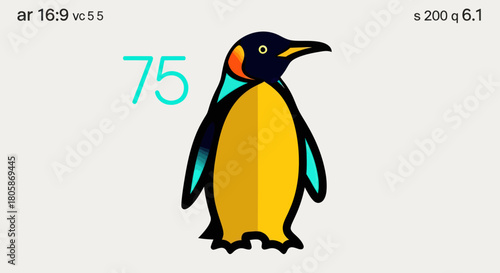 A charming cartoon penguin stands proudly, showcasing its vibrant colors and unique design, a delightful illustration.