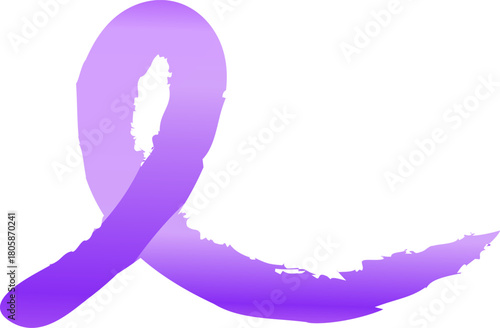 hand draw Purple ribbon Bound violence awareness for epilepsy, pancreatic cancer, Alzheimer's disease, lupus, and ADHD