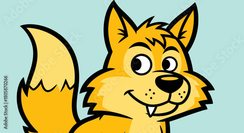Cartoon Fox with a Friendly Smile and Sharp Teeth.