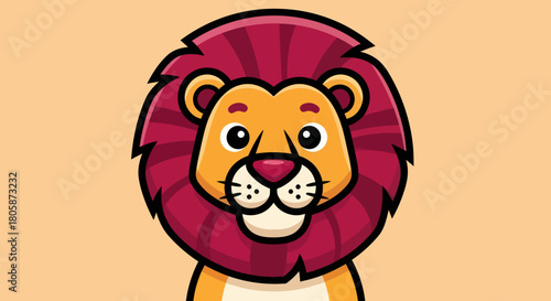 Cute cartoon lion face with a big mane and friendly expression.