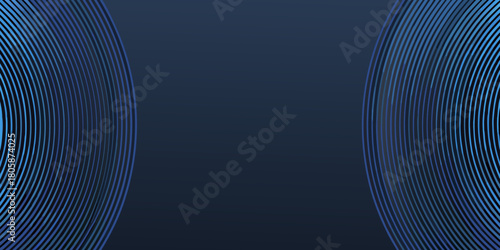 Abstract dark blue background with concentric blue lines forming circular patterns on the sides