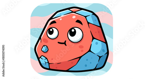 Cute Cartoon Rock Character with Big Eyes and Friendly Face.