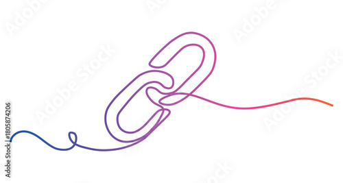 Single Line Chain Link Illustration with Gradient Colors for Digital Connectivity and Solutions