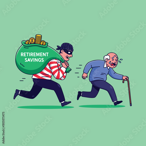 A thief steals an elderly man's retirement savings, leaving him distressed and in pursuit.