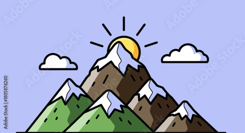 Majestic Mountain Peaks Bathed in Golden Sunrise Light.