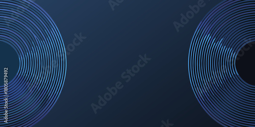 Abstract background with concentric blue circles on a dark navy background