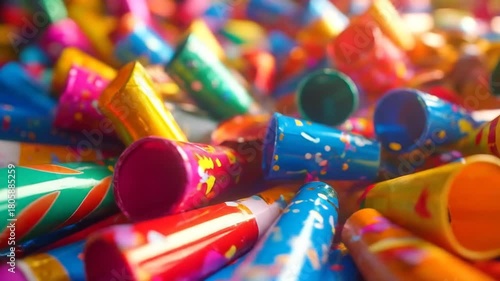 Colorful Party Horns - A Festive Celebration of Joy and Merriment.