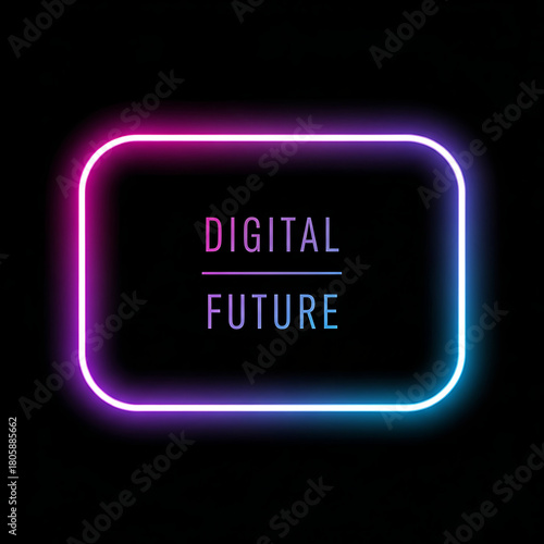 Neon Digital Future Sign on Black Background, cyber monday, cyber monday shoping,