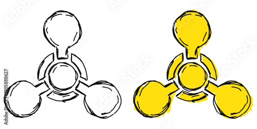 Grunge Sketch Handdrawn Chemical Weapon Symbol Vector Ideal for science, warning, or military projects requiring a raw, distressed sketch aesthetic.