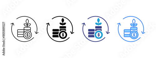 Return On Investment  icon set multiple style collection