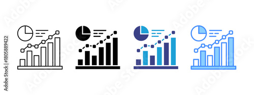 Bar Chart  icon set multiple style collection