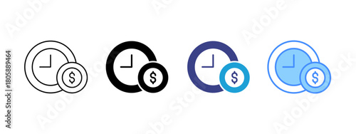 Hourly Rate  icon set multiple style collection