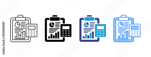 Accounting icon set multiple style collection