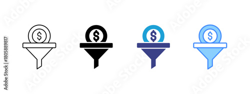 Sales Funnel  icon set multiple style collection