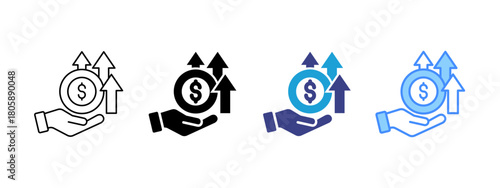 Profit icon set multiple style collection