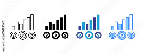 Revenue icon set multiple style collection