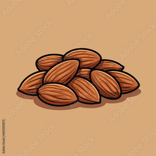A pile of shelled almonds on a plain brown background, illustrating healthy snack options.
