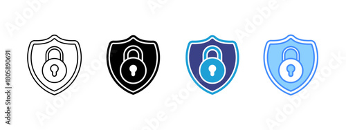 Secure icon set multiple style collection