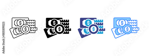 Cash Money icon set multiple style collection