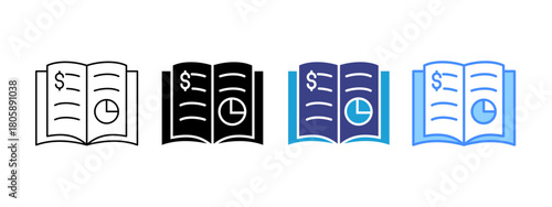 Accounting Book icon set multiple style collection