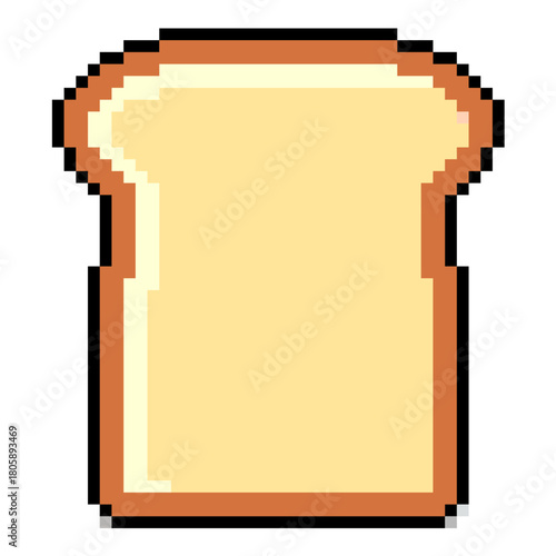 Pixel Slice Bread Vector Ideal for gaming, food, breakfast, bakery, or digital art themes requiring a simple retro 8-bit aesthetic.