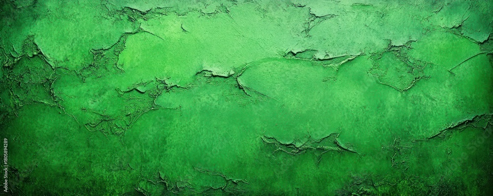 Obraz premium textured green wall with peeling cracked paint and weathered plaster conveying a moody distressed atmosphere