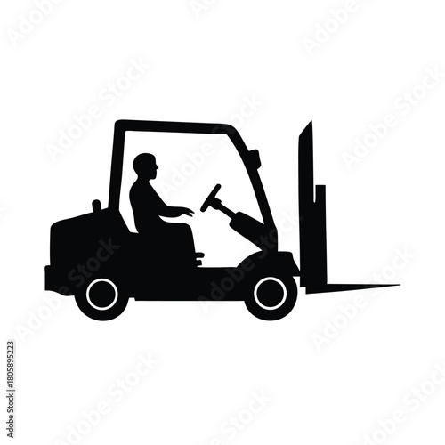 black forklift silhouette with driver clip art preview