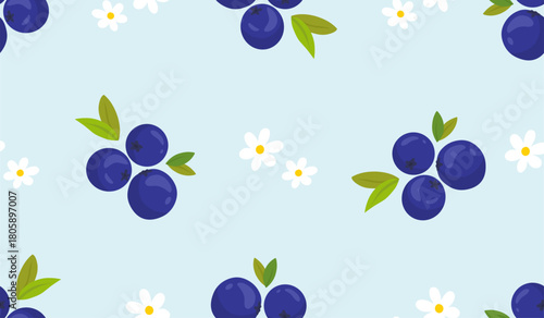 Blueberry Seamless Pattern Background. Vector Illustration Seamless Pattern for Wallpaper or Any Purpose Background