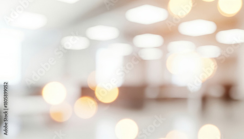 Bright abstract background with warm golden and white circular bokeh lights, creating a radiant elegant ambience with glowing highlights and soft visual luminosity throughout the scene.