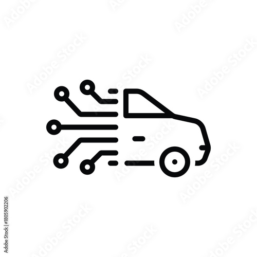 Black line icon for ai powered car