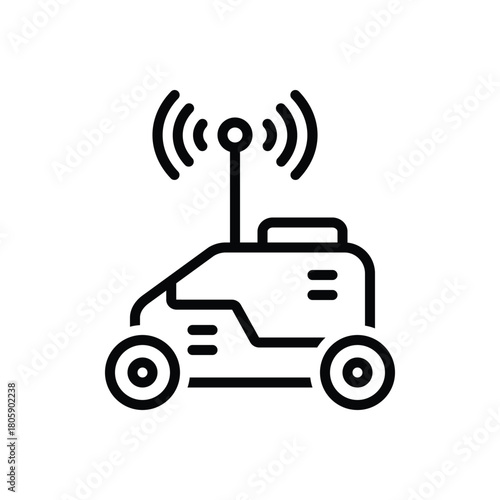 Black line icon for robotic vehicle