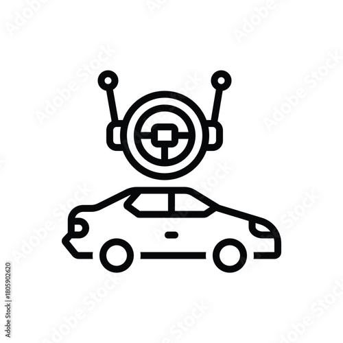 Black line icon for automated driving