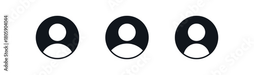 User profile icon set featuring simple circular avatar silhouettes in clean, bold styles, ideal for accounts, login screens, membership pages, contacts, and modern interface design.