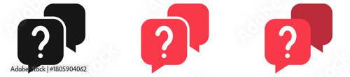Square chat bubbles with question mark icon, designed for help, support, FAQs, inquiries, guidance messages, customer service chats, and information request icons.