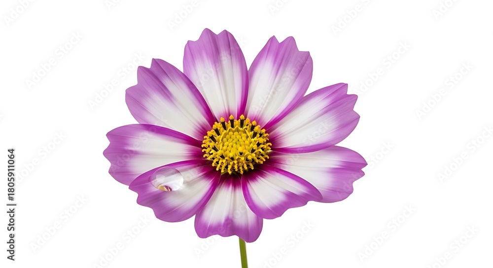 Obraz premium Close-up of a beautiful cosmos flower with purple and white petals.