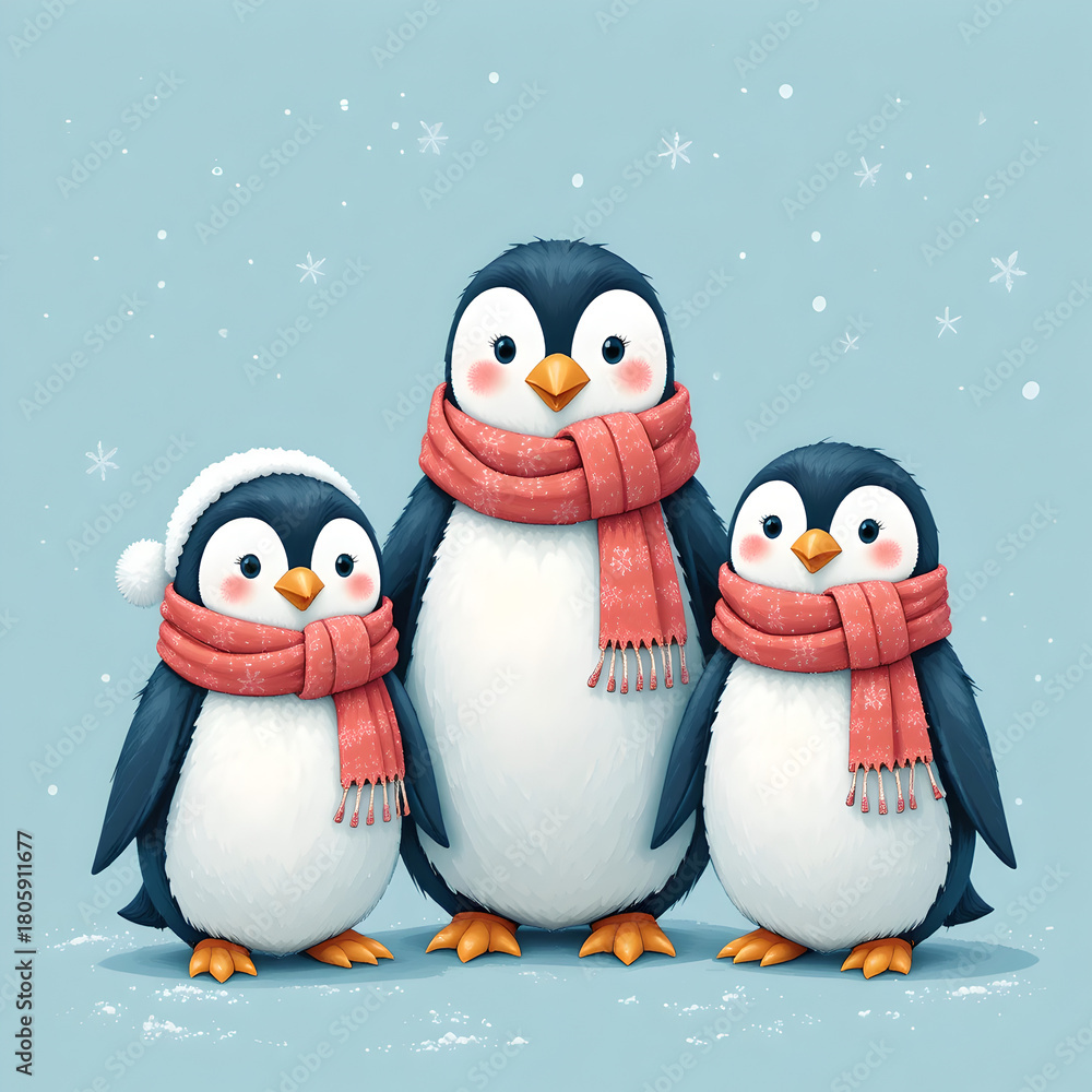 Fototapeta premium penguins on the snow