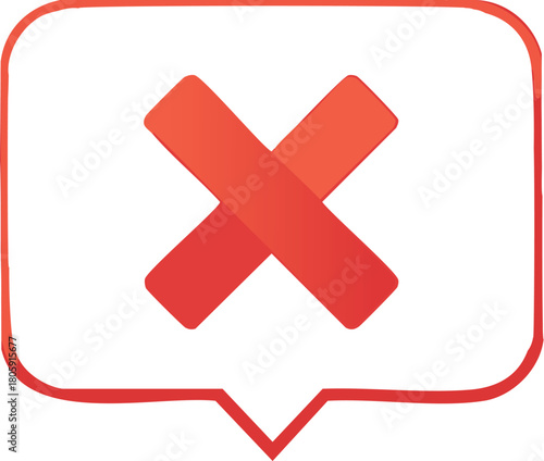 Doodle style red X icon within a dialogue box, symbolizing a failure, incorrect choice, or a cancellation notification message
