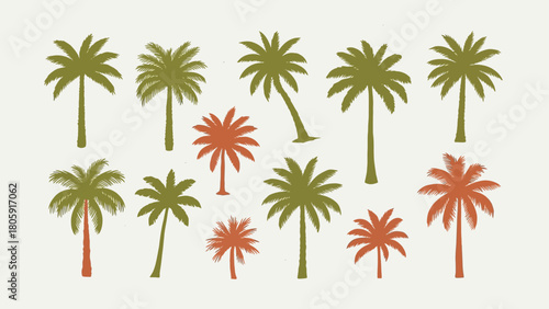 Collection of Stylized Palm Tree Silhouettes Versatile Vector Graphics for Design Projects