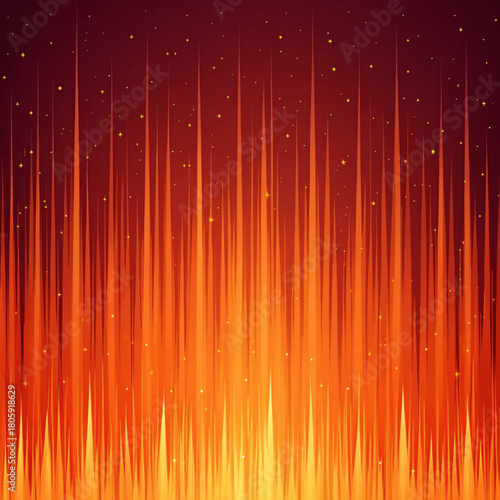 Abstract fiery background with upward streaks and scattered stars in shades of red and orange hues