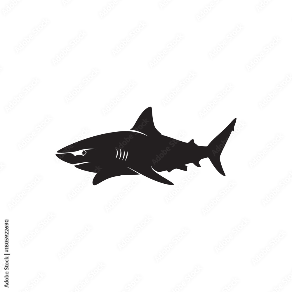 Naklejka premium Shark Icon Vector – Dangerous Sea Creature Silhouette