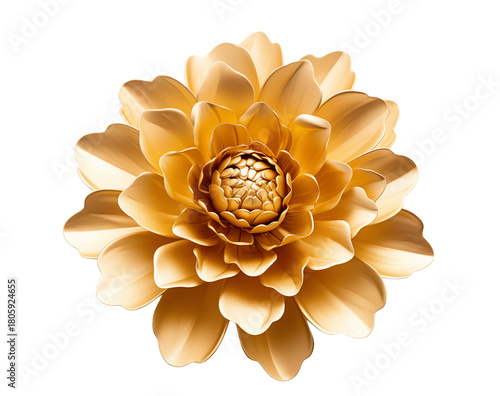 Elegant Gold Flower Blossom - Botanical Beauty Isolated on White on transparent background png