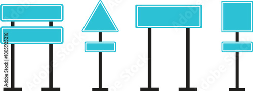 Road Sign Board icon set. Empty traffic signs isolated on transparent background. Highway attention road sign collection. Blank street traffic symbols, stopping boards. Signaling plates vector.