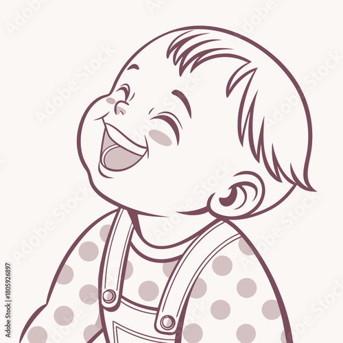 A charming illustration of a cheerful baby laughing, highlighting the pure happiness and innocence of childhood, isolated on